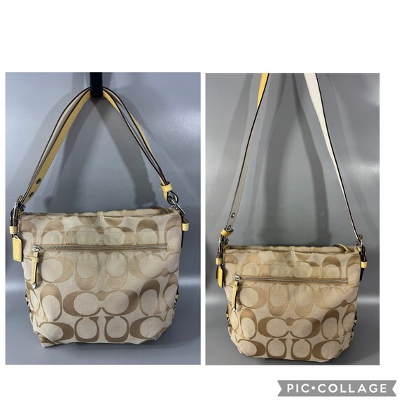 Coach F15067 Soho Signature Duffle Shoulder Bag Tan/ Gold - Picture 1 of 13